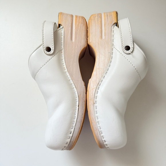 Dansko White Leather Backstrap Clogs - Picture 3 of 6